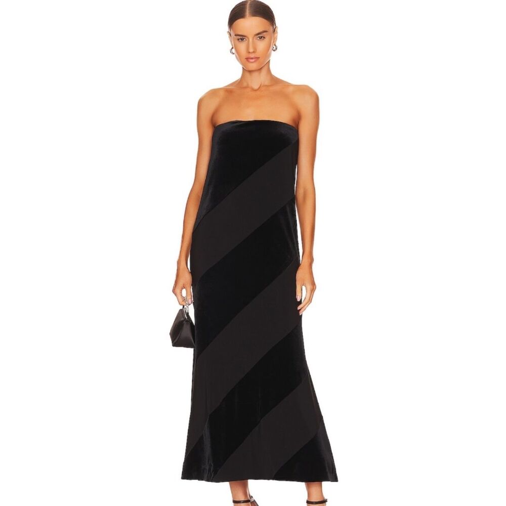 Norma Kamali SPIRAL STRAPLESS DRESS IN BLACK, Small, EUC